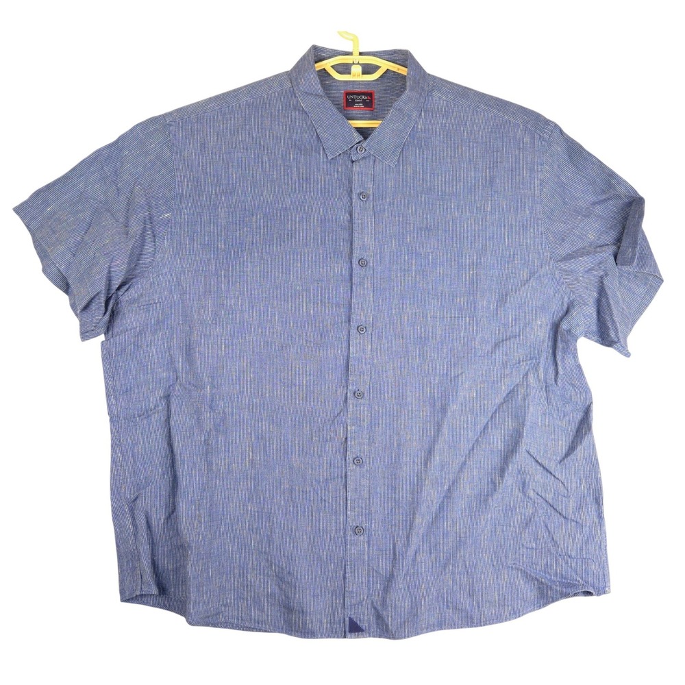 UNTUCKit Canon Blue 100% Linen‎ Short Sleeve Shirt Mens XXXLC 3XL